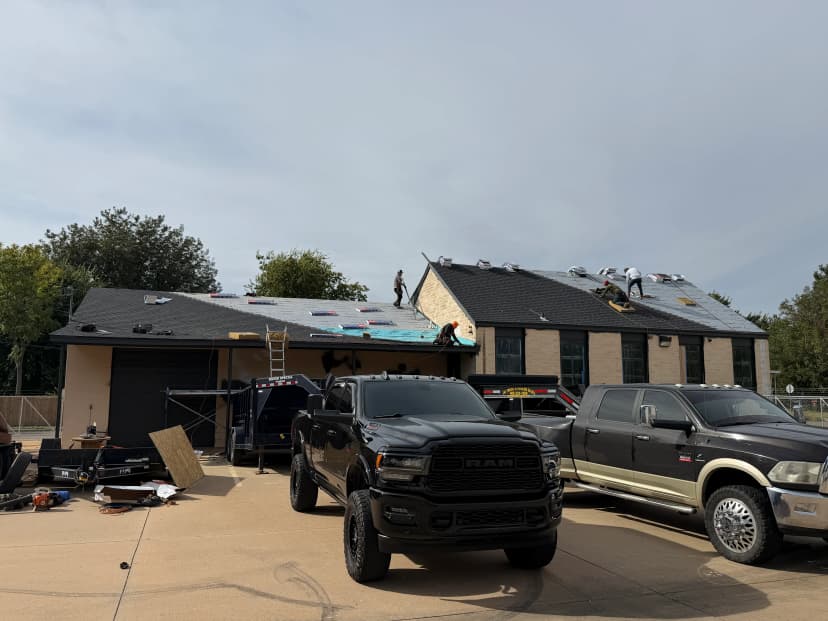 Downtown OKC Commercial Roof Replacement - work in progress - view from street