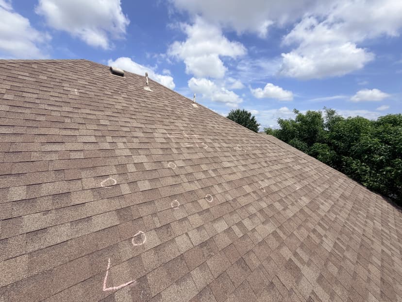 hail damage found and marked - full roof - OKC