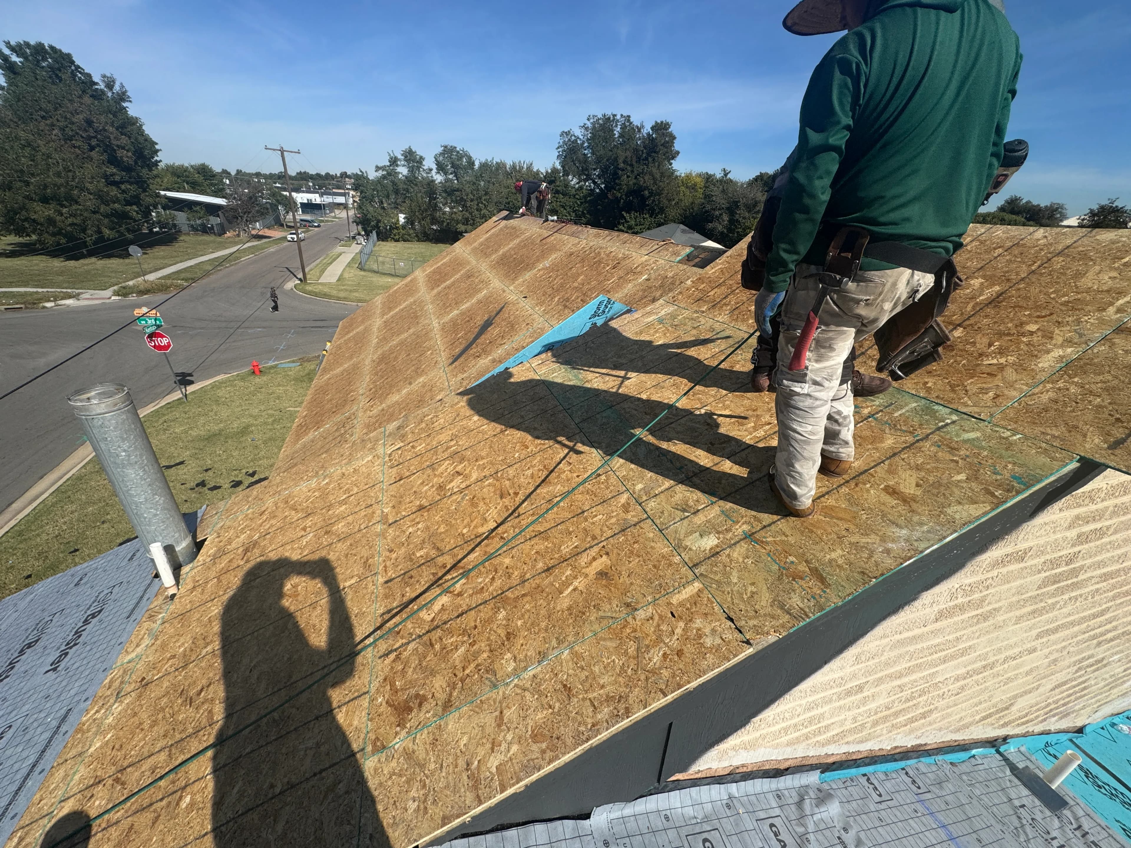Downtown OKC Commercial Roof Replacement - work in progress - no shingles